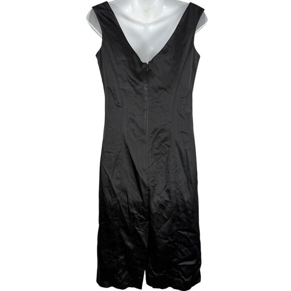 Guess Collection USA Made Satin Solid Little Black Dress V-Back Stretch sz 4 - Picture 13 of 16